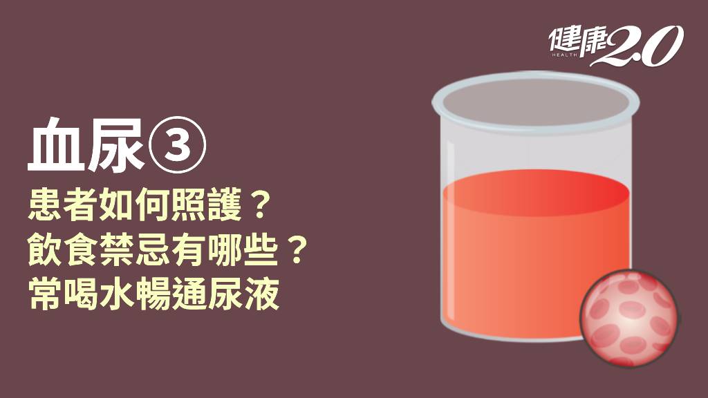 血尿／血尿照護第1要務補水分 血尿量多須防貧血 飲食宜清涼、忌燥熱